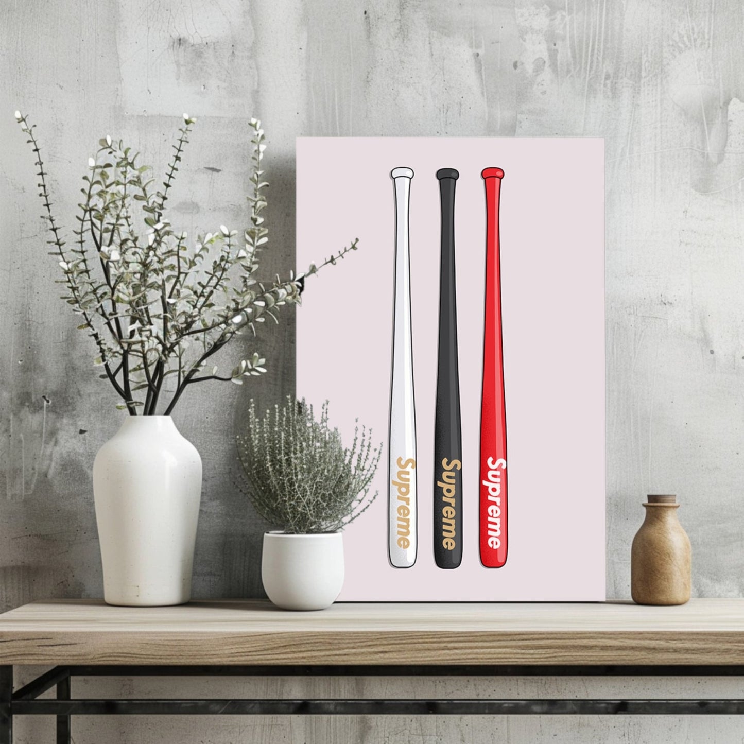 Aluminum Printed Baseball Bats Wall Art - Modern 16x11 Inch Decorative Panel