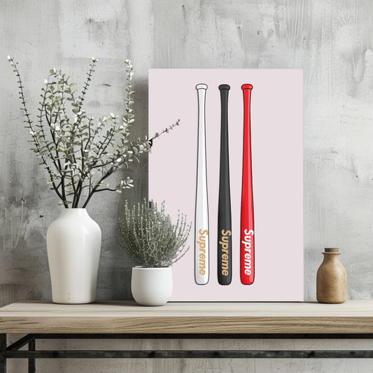 Aluminum Printed Baseball Bats Wall Art - Modern 16x11 Inch Decorative Panel
