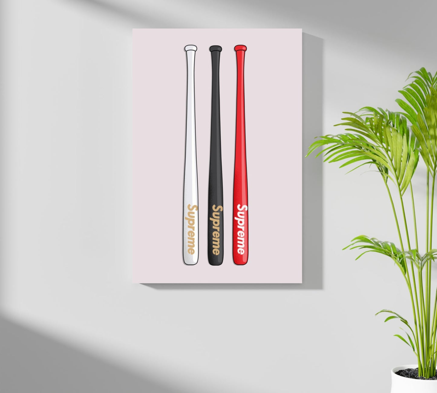 Aluminum Printed Baseball Bats Wall Art - Modern 16x11 Inch Decorative Panel