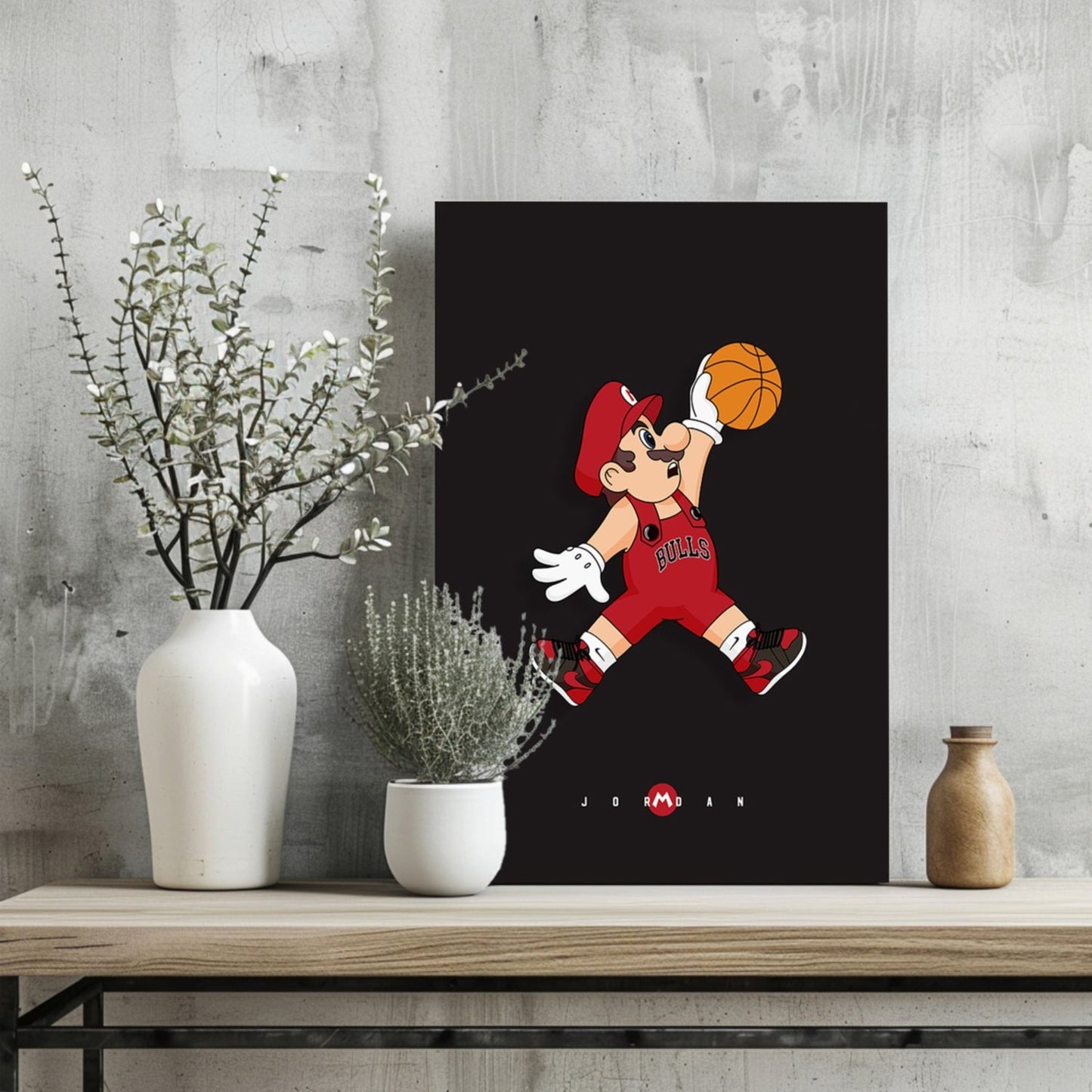 Mario Dunk Aluminum Print Artwork 16x11 inches with Easy Swap Mounting