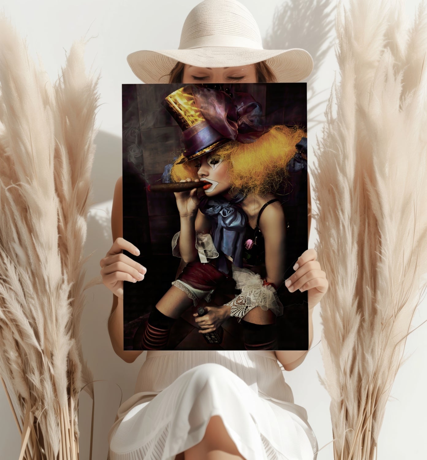 Woman Clown Aluminum Print