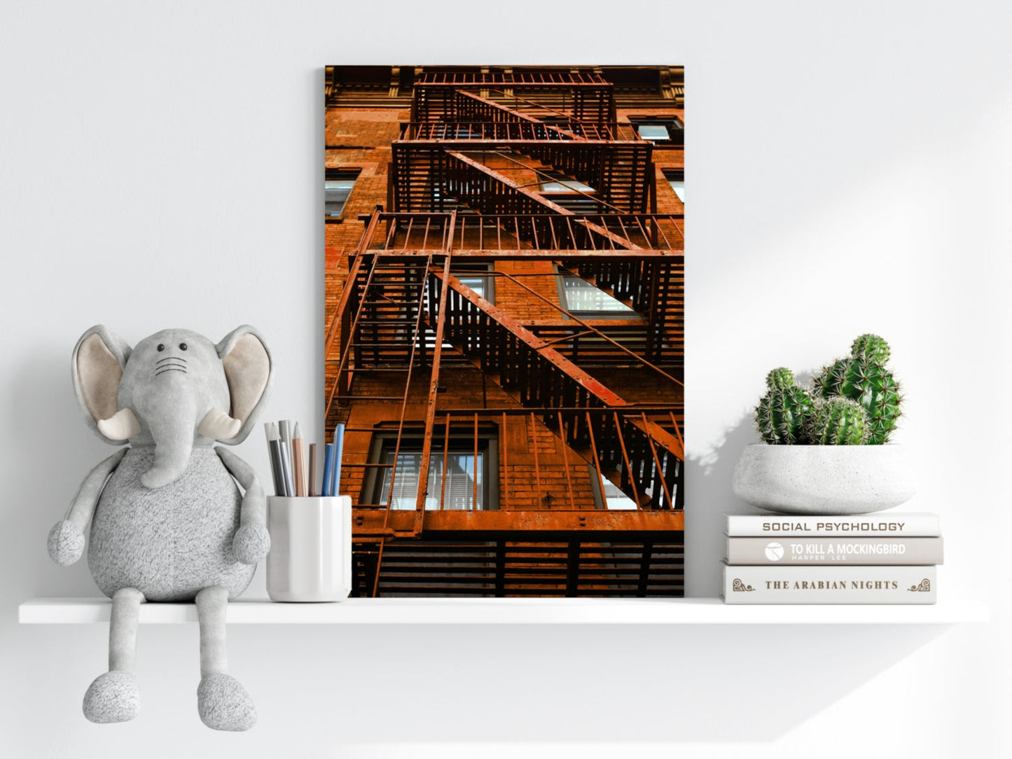 Stairs Orange Aluminum Print