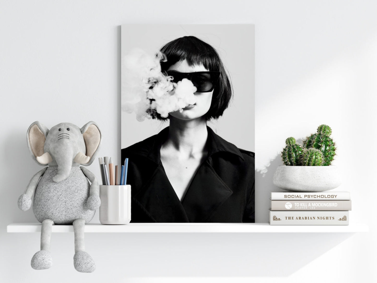 Woman in Smoke Aluminum Print