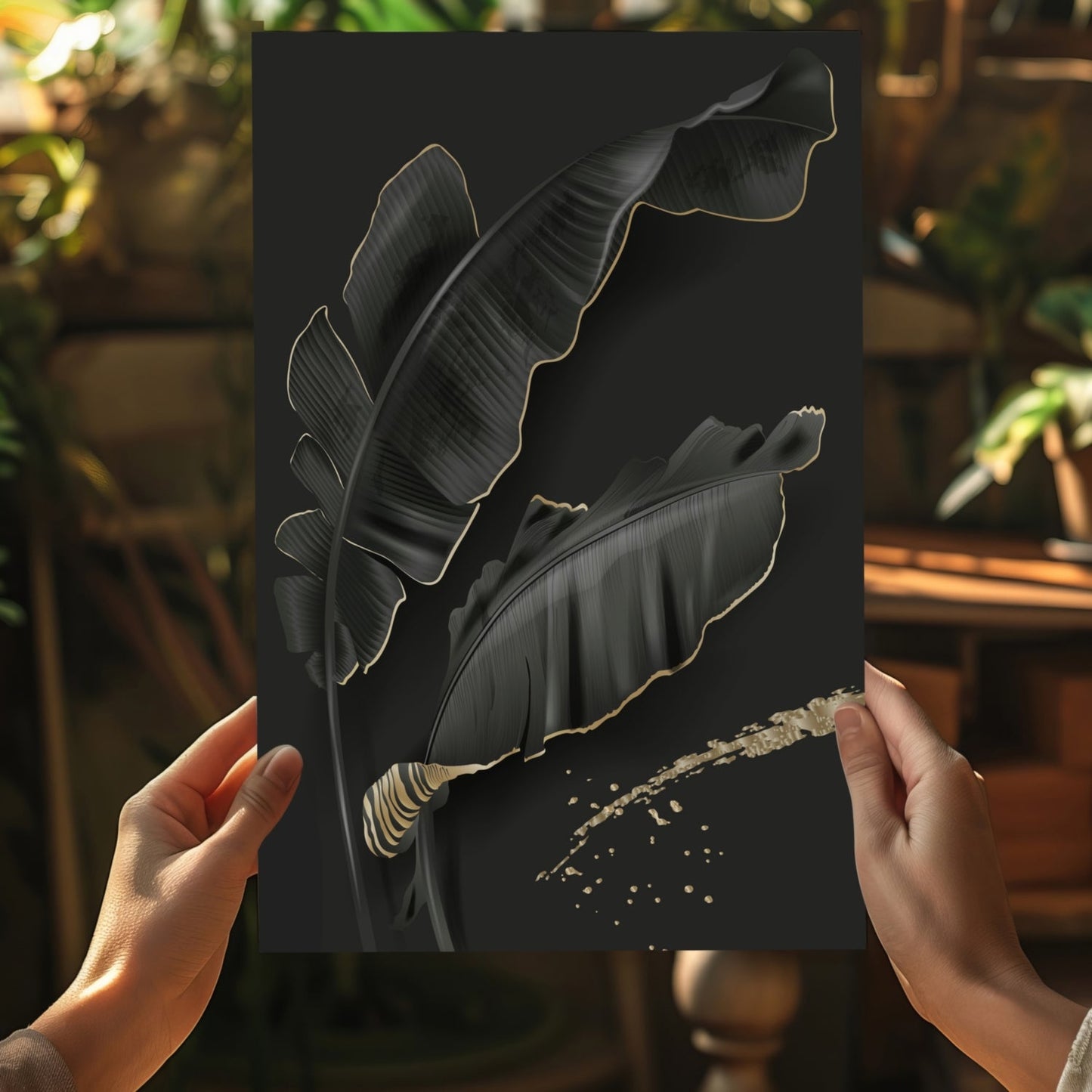 Black Leaves Aluminum Print