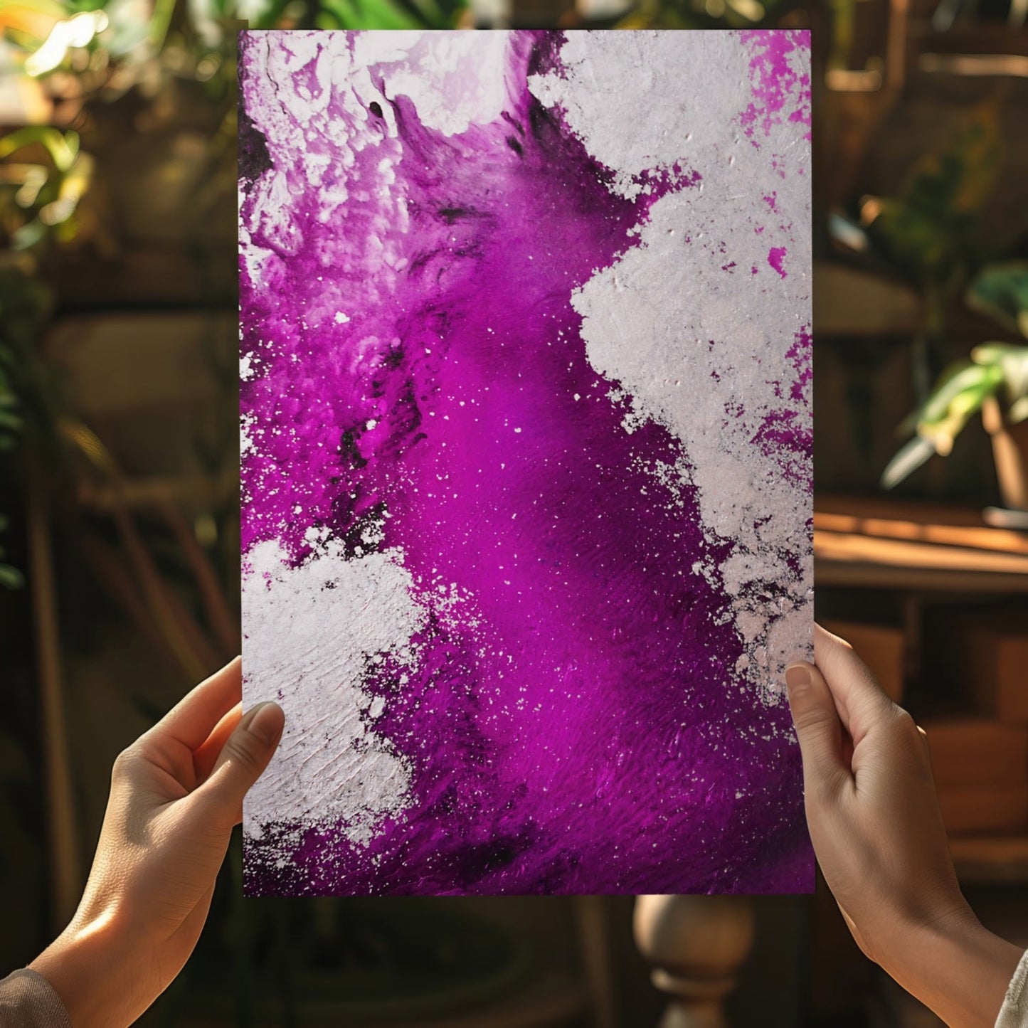 Abstract Paint Fuschia V1 Aluminum Print
