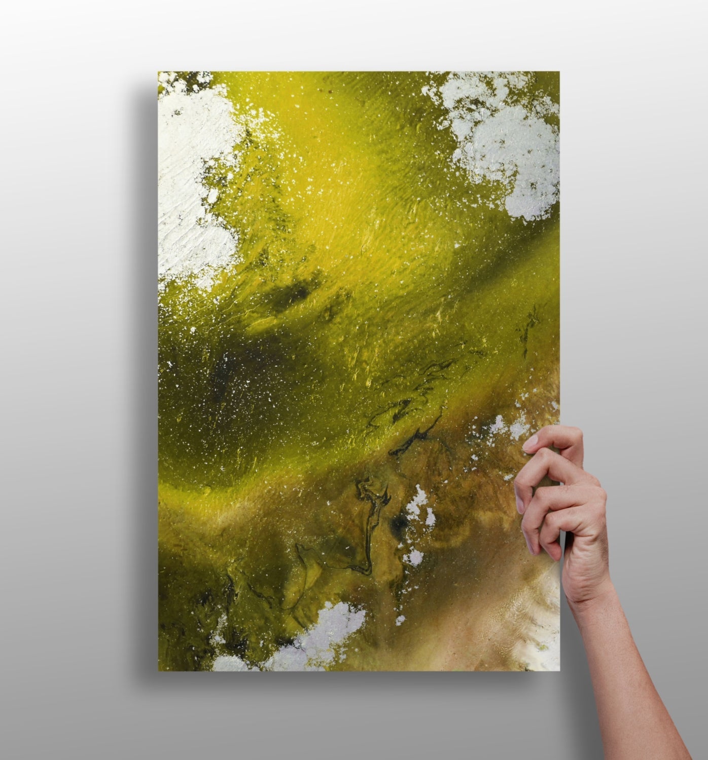 Abstract Paint Yellow V3 Aluminum Print