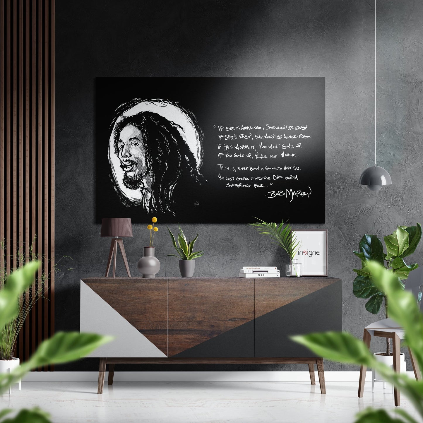 Words of Bob Marley Brushed Aluminium Dibond Wall Art