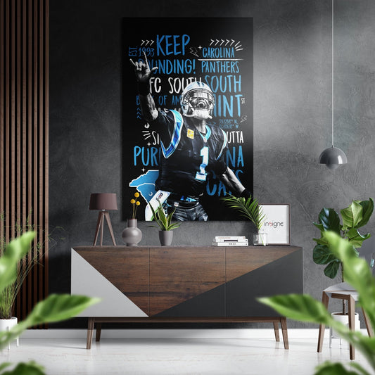 American Football Brushed Aluminum Dibond Metal Wall Art