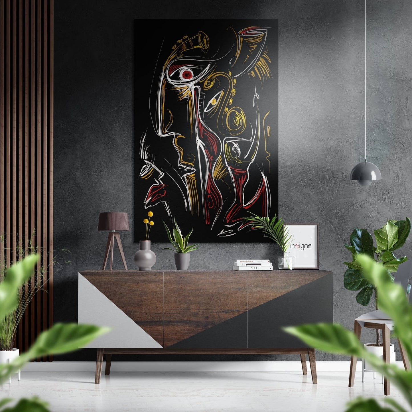 Abstract Faces Brushed Aluminium Dibond Wall Art