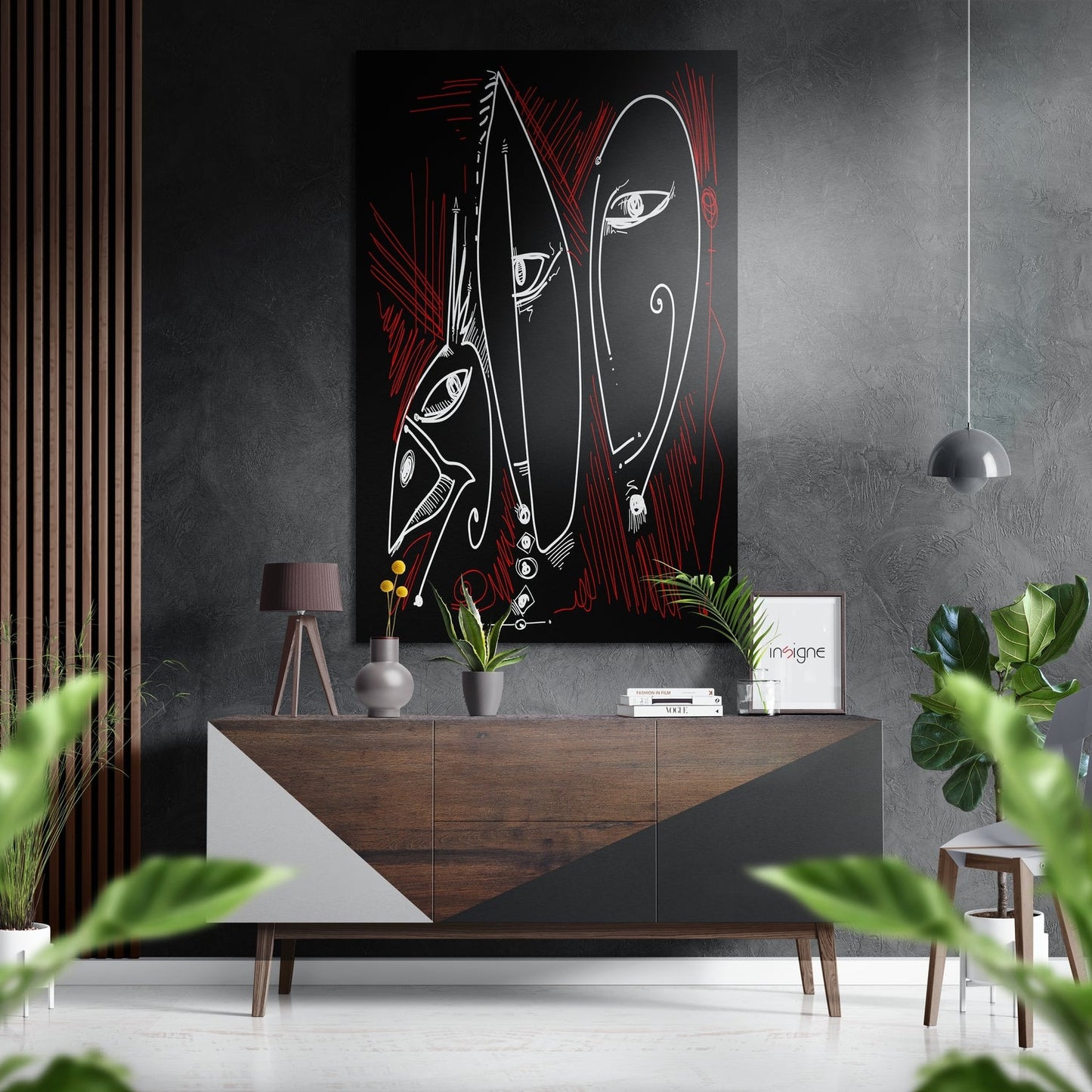 Abstract Faces Brushed Aluminium Dibond Wall Art
