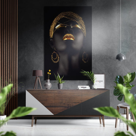 Golden Woman Brushed Aluminium Dibond Wall Art