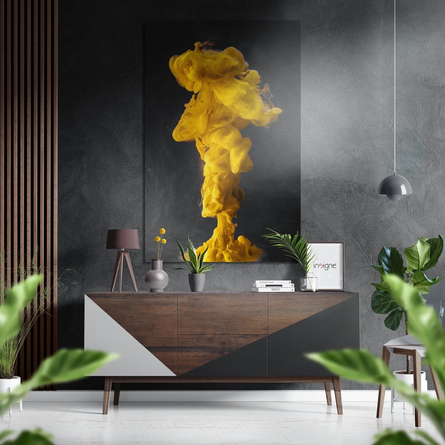 Yellow Smoke Brushed Aluminium Dibond Wall Art
