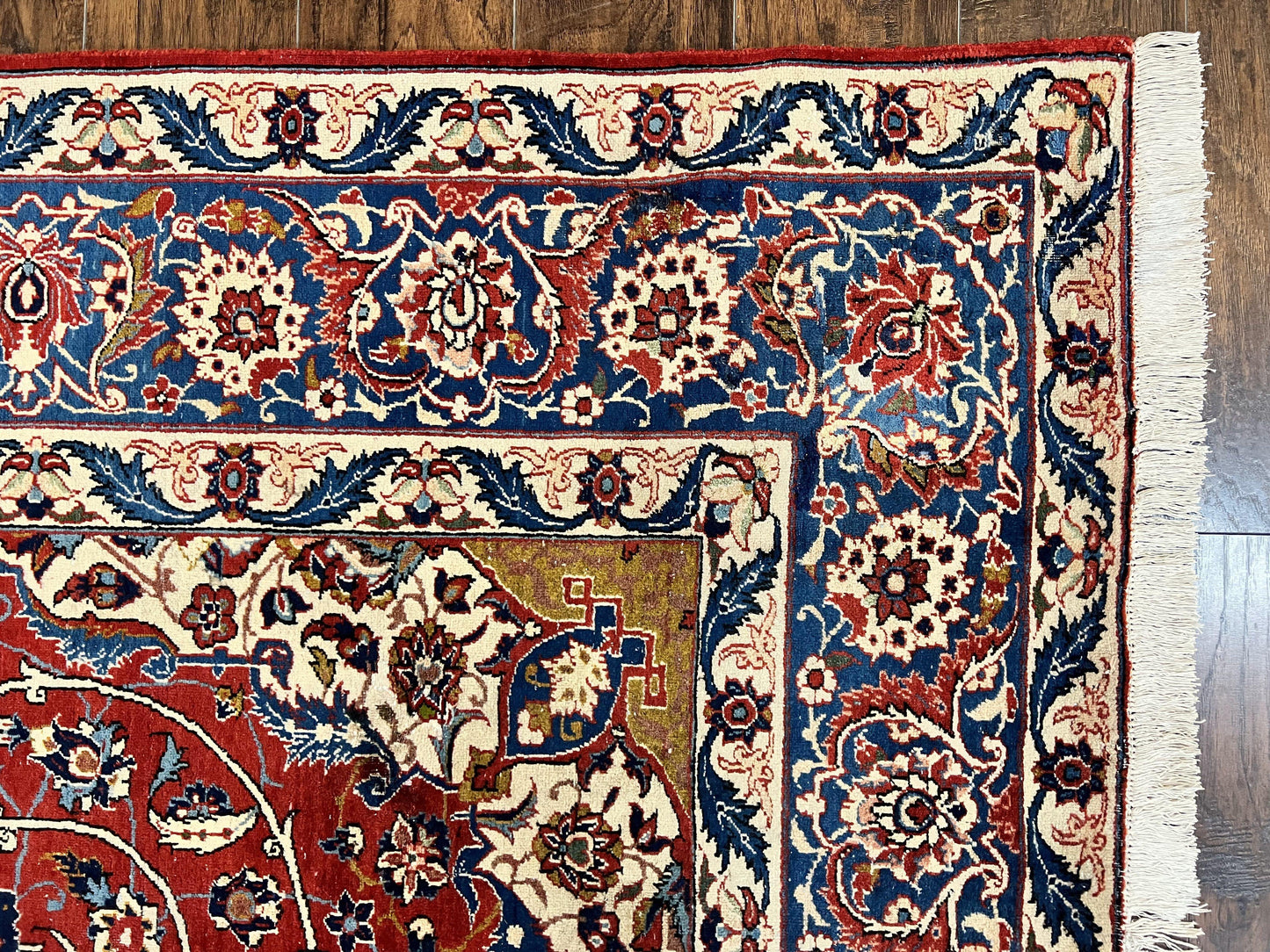 Red Persian Isfahan Rug 7x10 - Antique, Floral Medallion