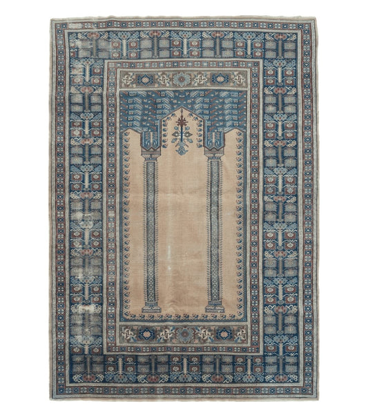 4' X 6' Antique Handmade Turkish Mehrab Prayer Wool Rug Lantern Beautiful