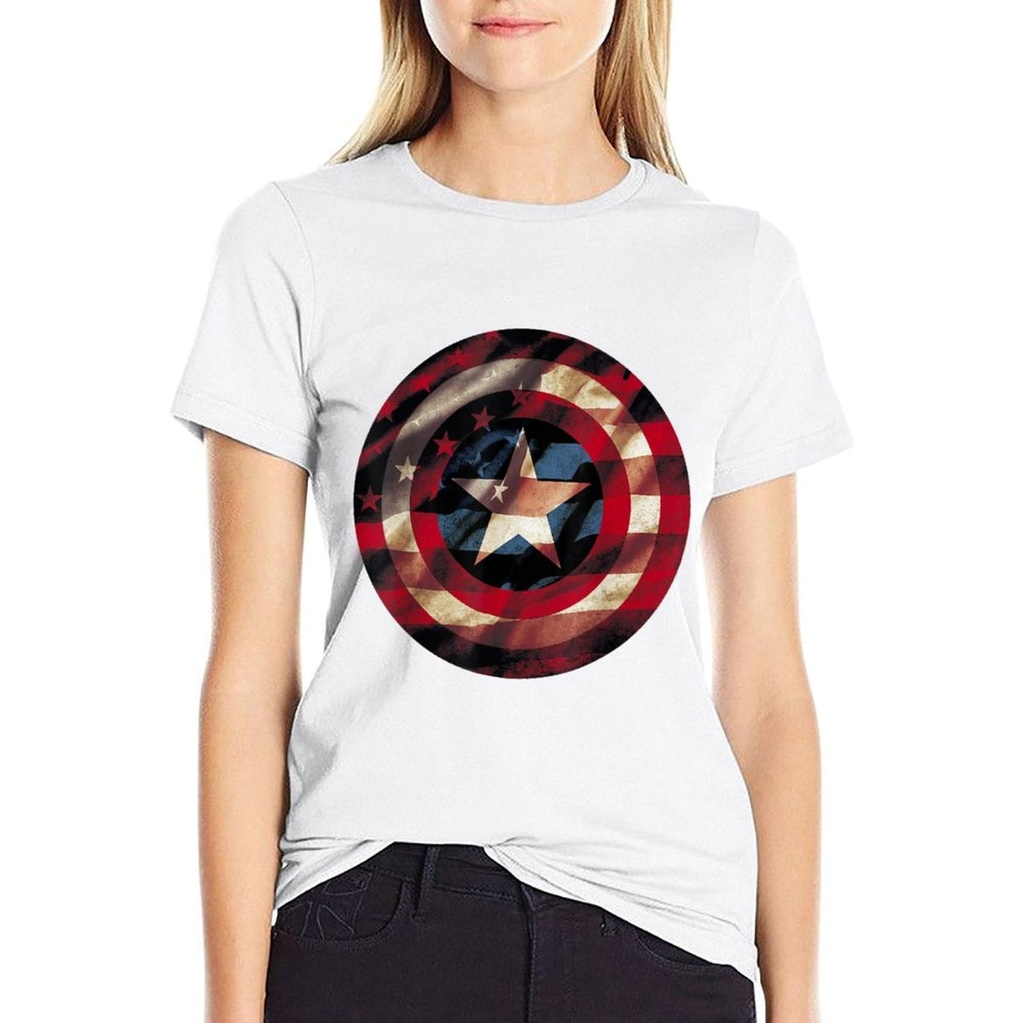 Marvel Comics Captain America Graphic Fill Shield  Lightweight T-Shirt