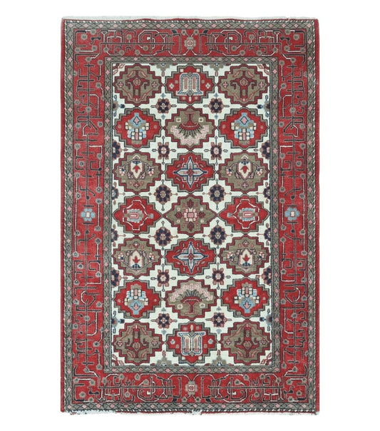 4' X 6' Antique Handmade Turkish Anatolian Wool Rug Vegetable Dyes