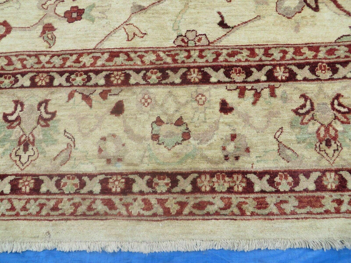 10' X 14' Vintage Hand Knotted Made Indian Agra Wool Rug Vegetable Dyes