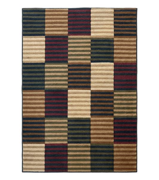 Vintage Power Loomed Rug 3.6 x 5, Brown Beige Black Tan, Box Design