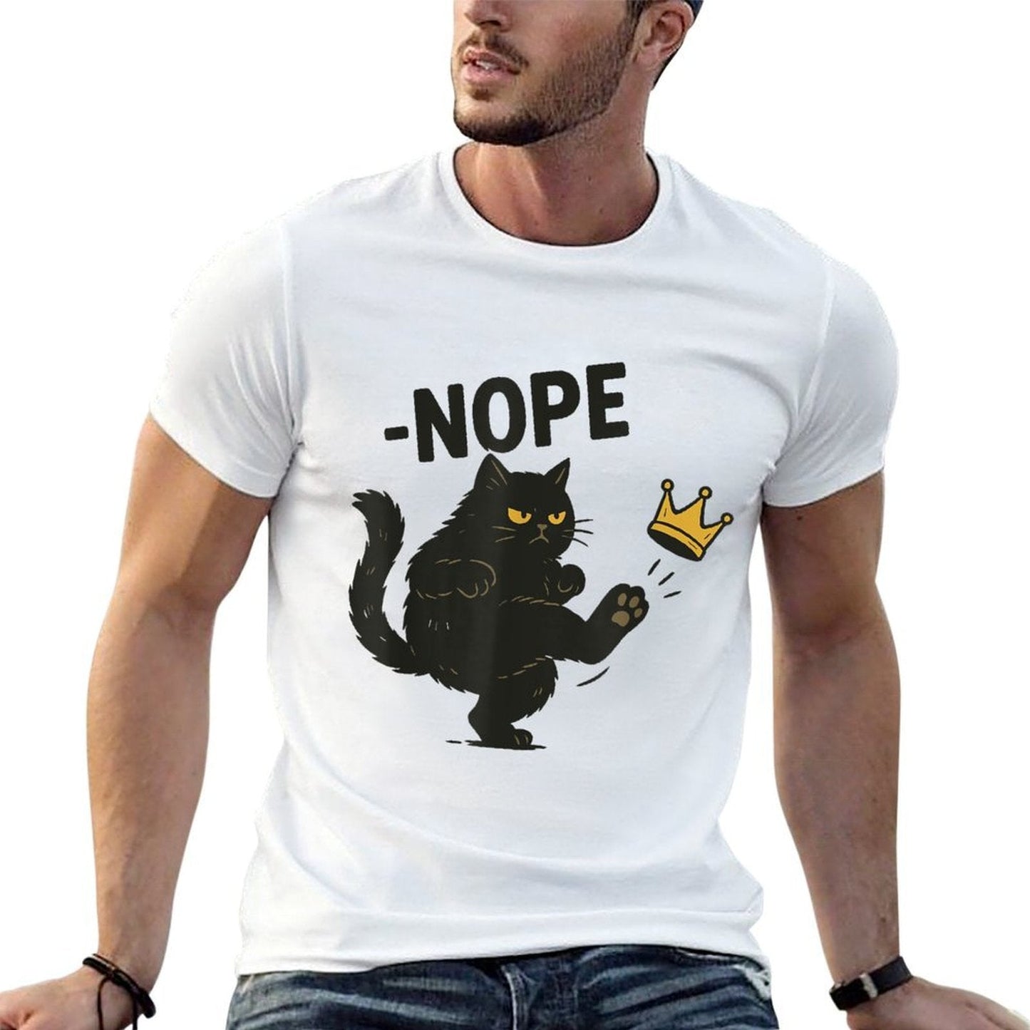 No Kings in America Black Cat Funny Political Meme Patriotic  Lightweight T-Shirt