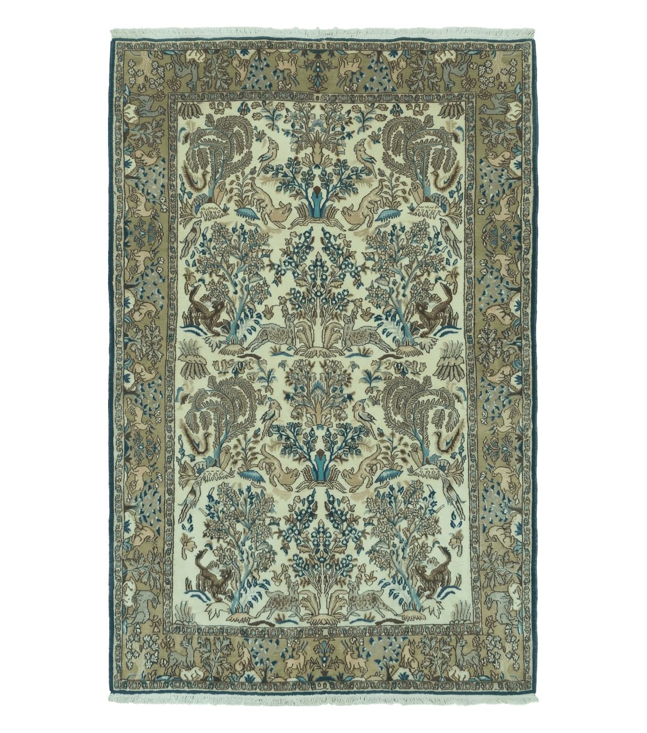 4' X 6 Handmade India Oriental Fine Pictorial Tree Of Life Wool Silk Rug Wow