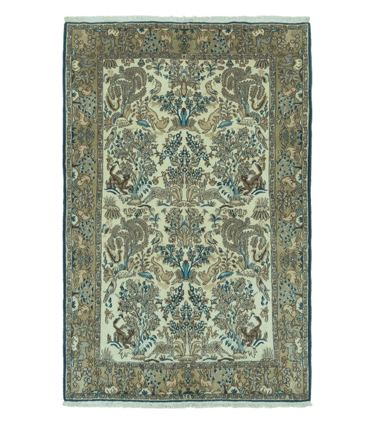 4' X 6 Handmade India Oriental Fine Pictorial Tree Of Life Wool Silk Rug Wow