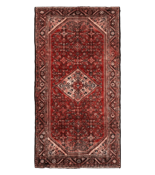 5' 6" X 10' Antique Handmade India Floral Oriental Wool Rug Veg Dyes Red Nice