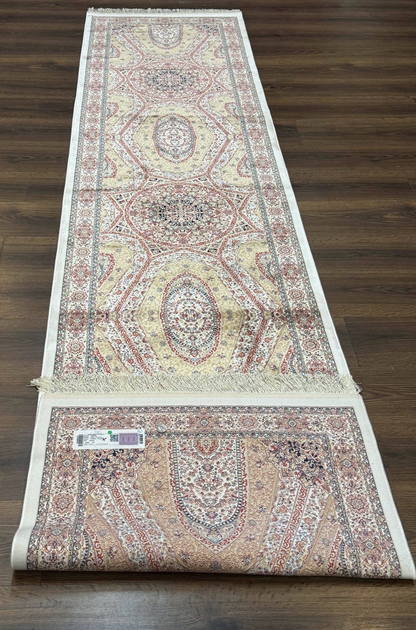 Turkish Silk Runner Rug 2.6 x 12, Hereke Mamluk Runner, Bamboo Silk, New