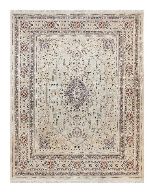 Pak Persian Rug 9x11, Very Fine Hand Knotted Oriental Carpet, Haji Jalili Design, Ivory/Cream, Wool Handmade Room Sized Rug 9 x 11 ft, Nice