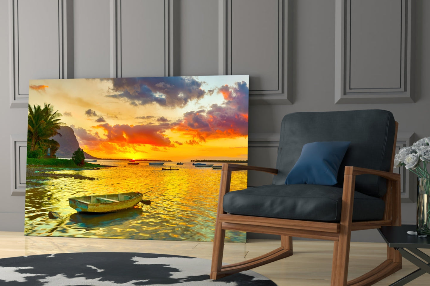 Sunset Fishing Wooden Wall Art Sign