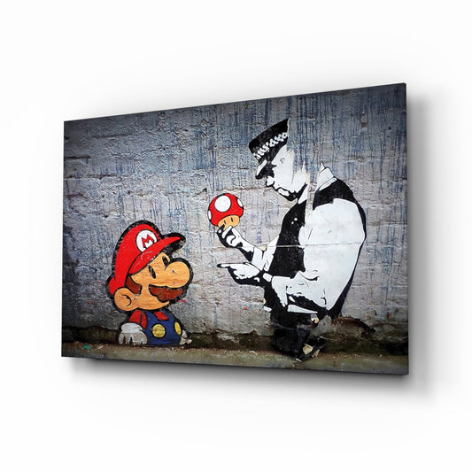 Super Mario Glass Art Print Featuring Street Art Style