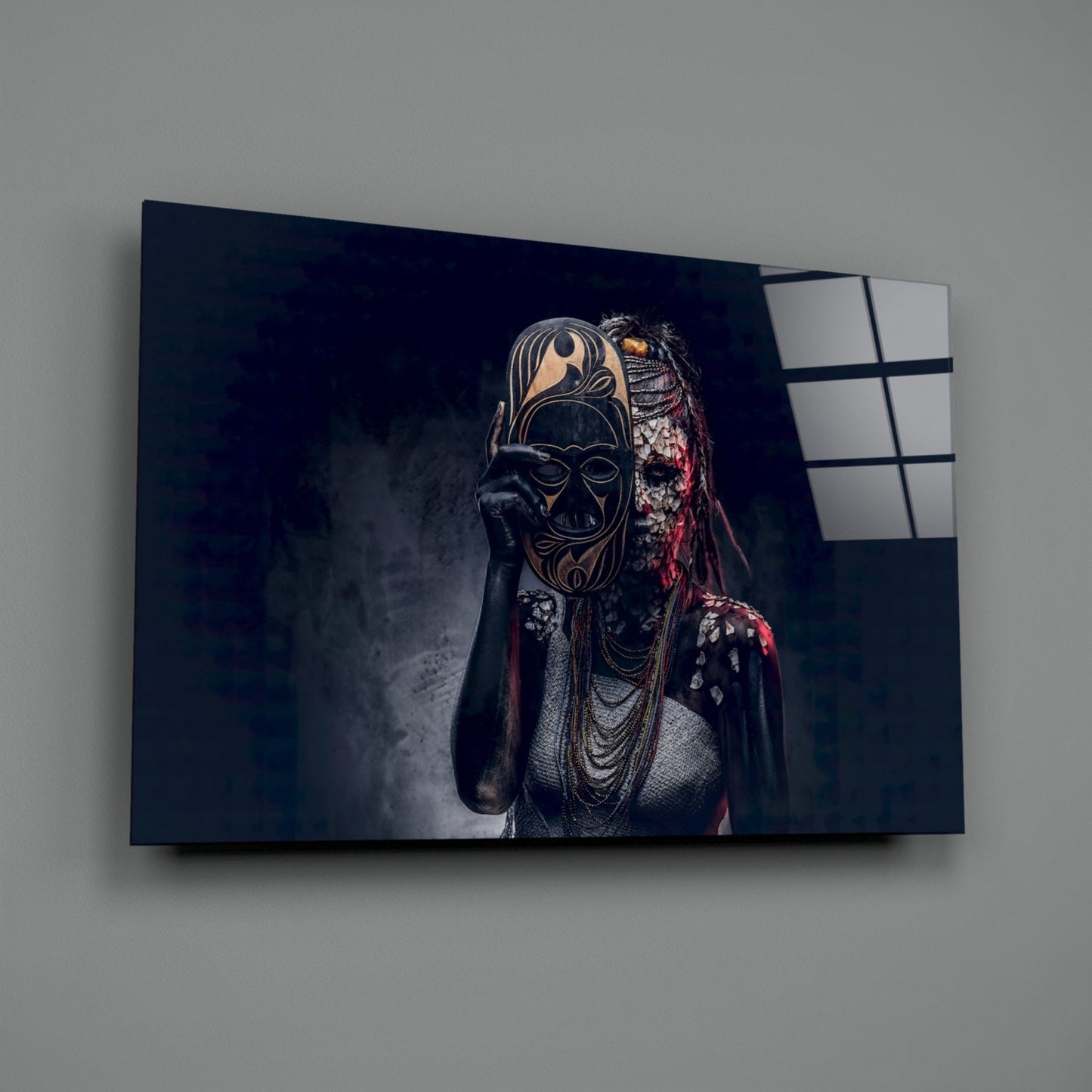 Behind the Mask Glass Wall Art