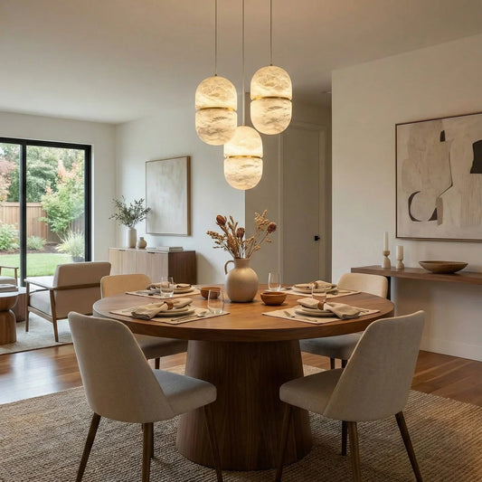Capsule Shaped Alabaster Oval Pendant Lamp