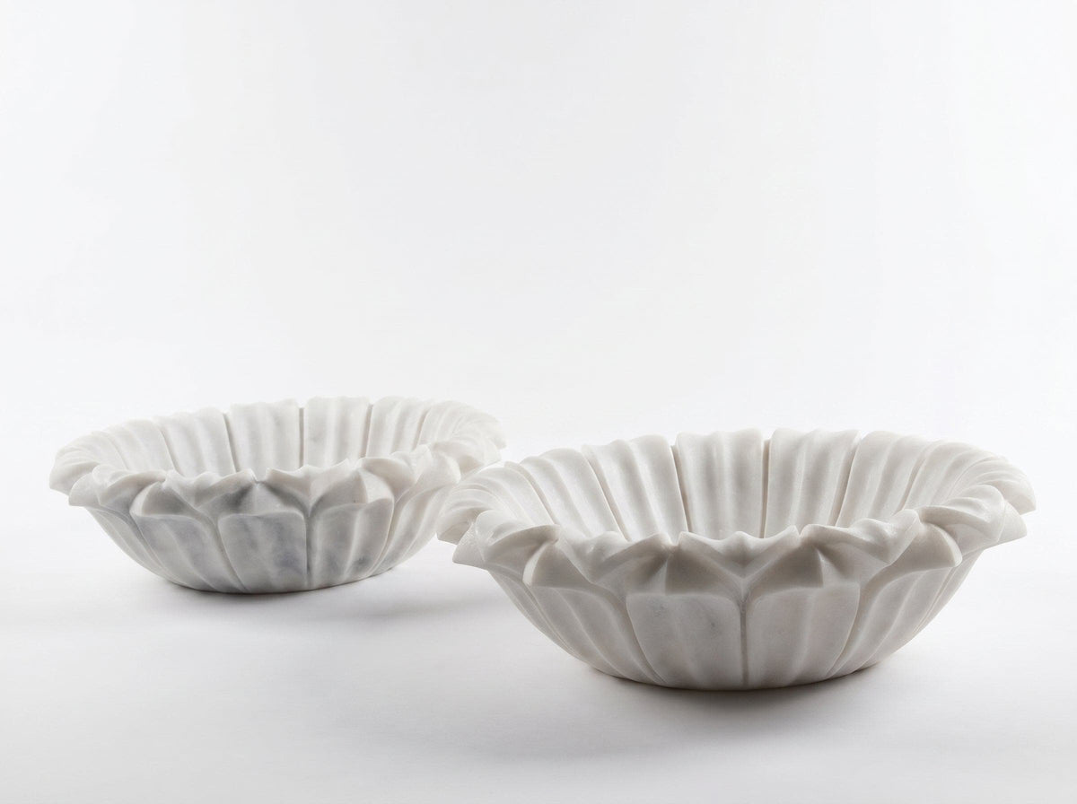 Carrara White Marble Flower Shaped Sink - Polished 18 Diameter