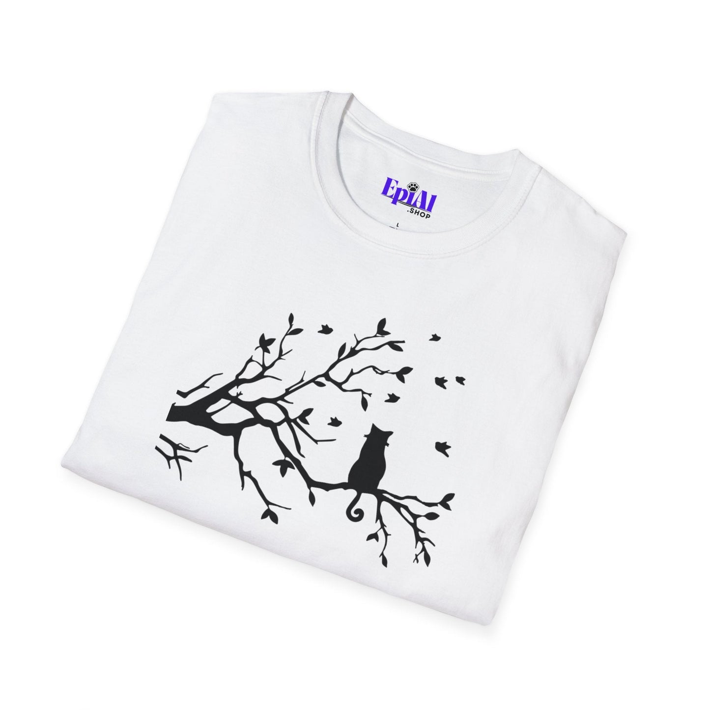 Quiet Cat Windy Branch Tee | Minimalist Cat Silhouette Shirt