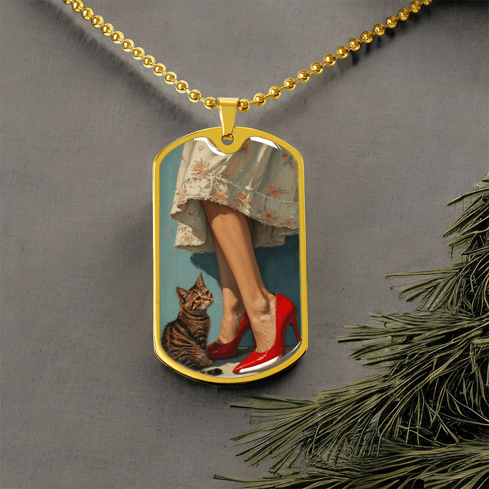 Cat Lady in Red Necklace