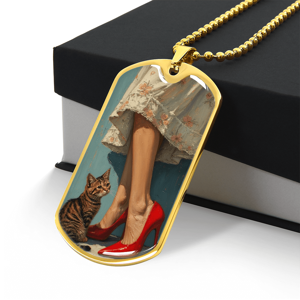Cat Lady in Red Necklace