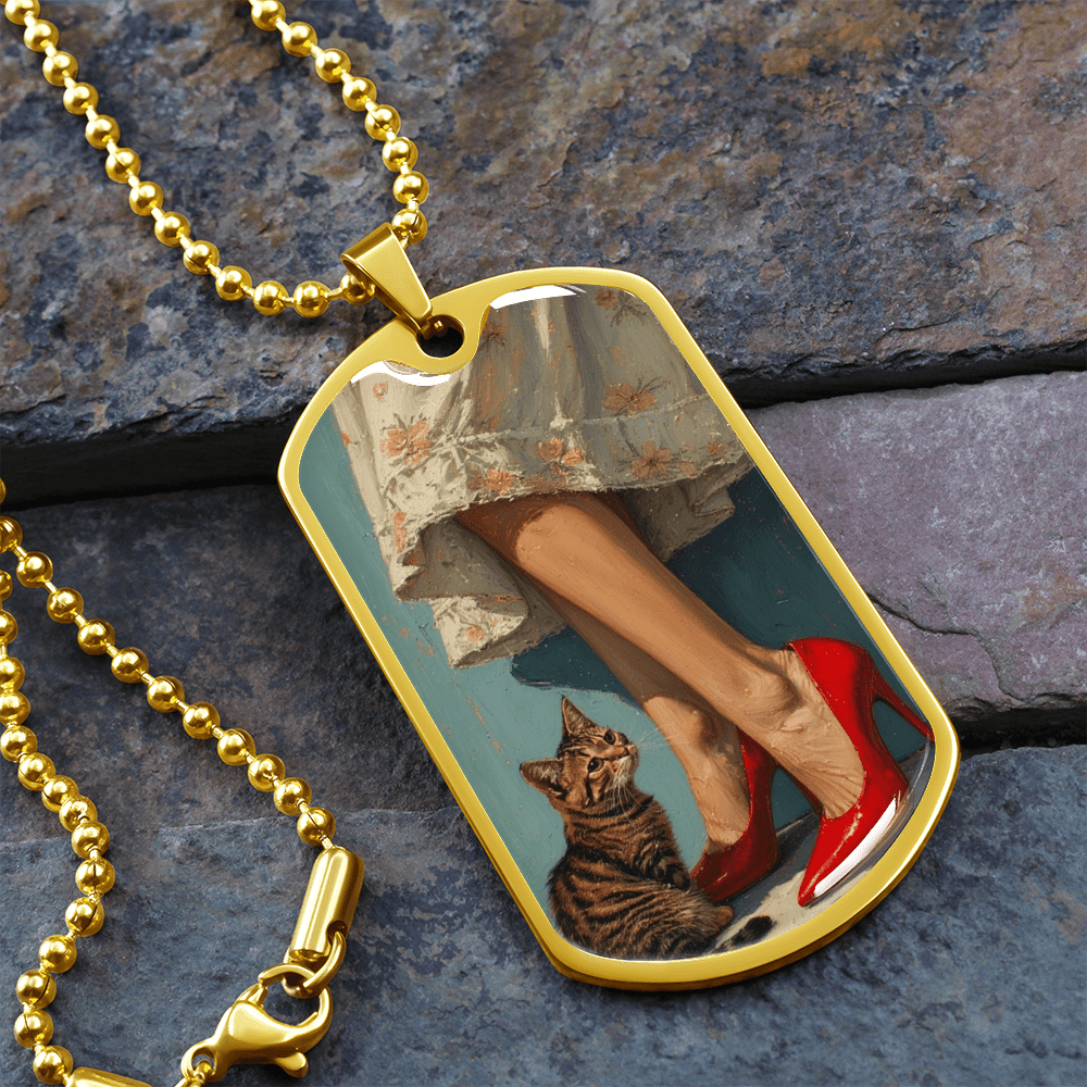Cat Lady in Red Necklace