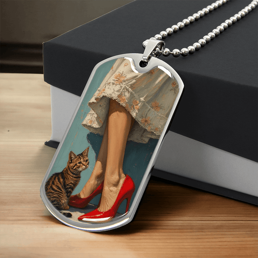 Cat Lady in Red Necklace
