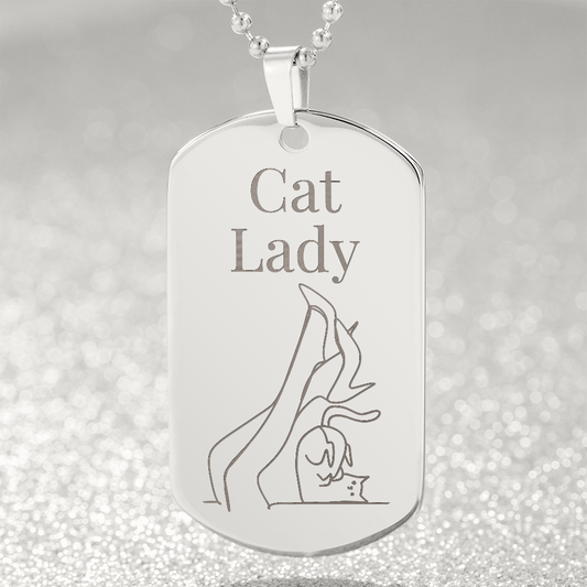 Cat Lady Legs Engraved Necklace
