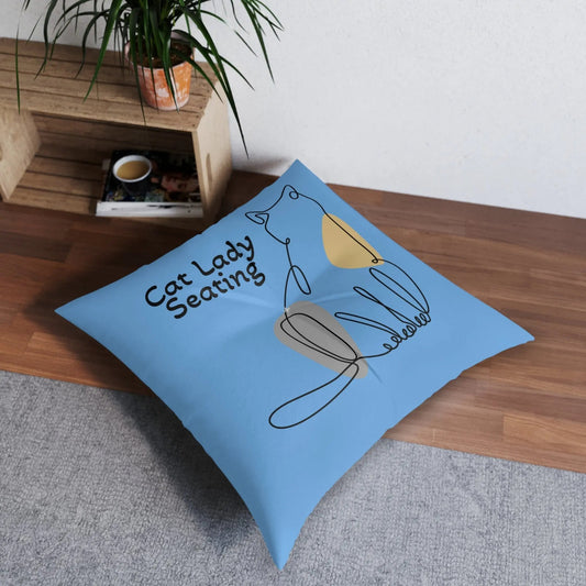 Cat Lady Seating Tufted Floor Pillow, Square