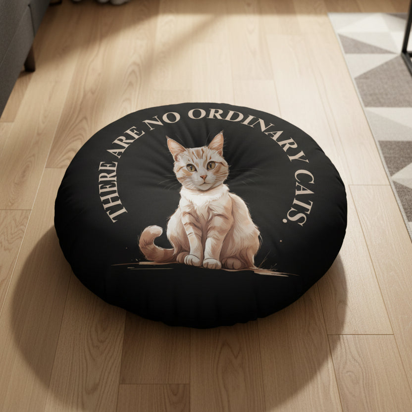 There Are No Ordinary Cats Floor Pillow | Cat Lover Tufted Cushion