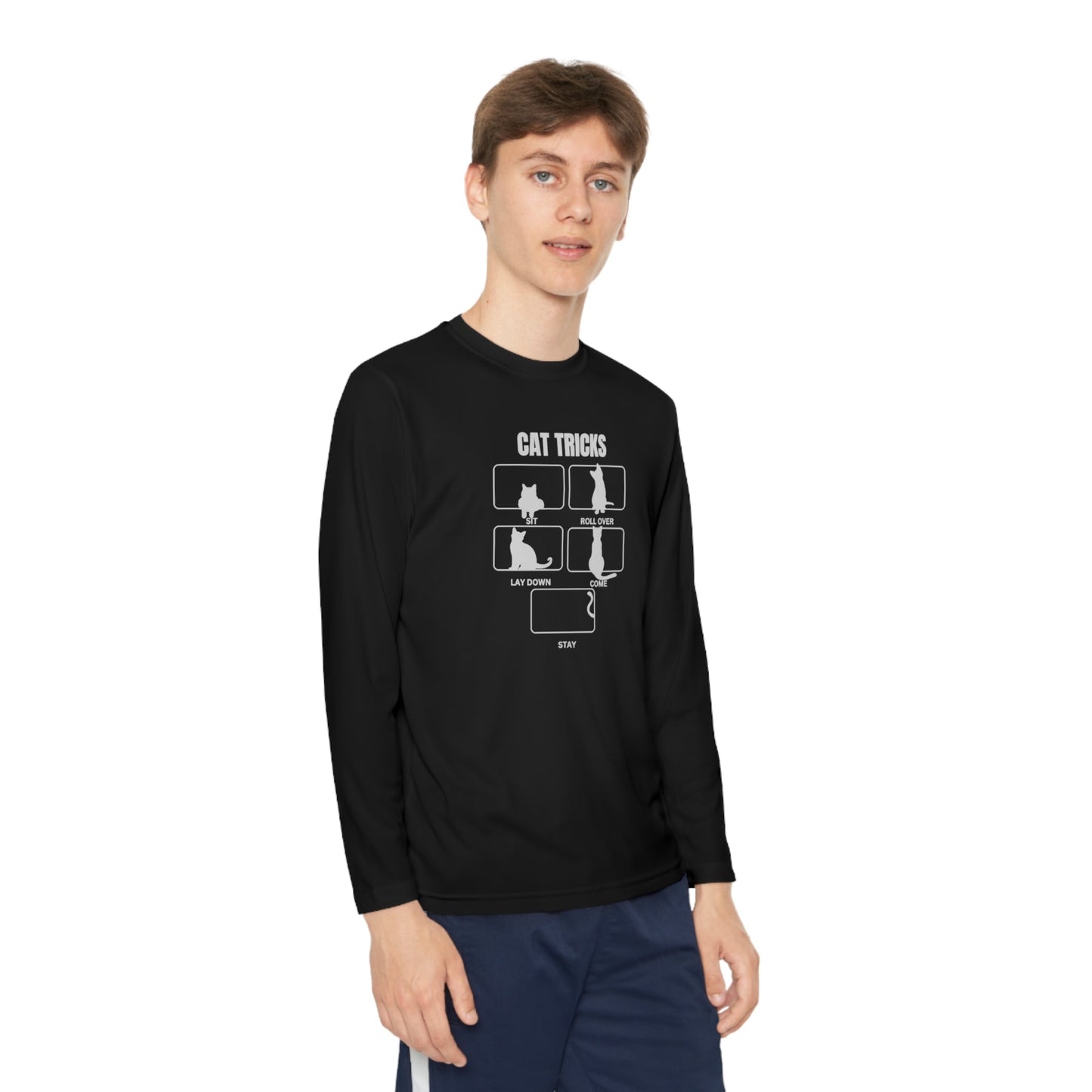 Cat Tricks Youth Long Sleeve Competitor Tee