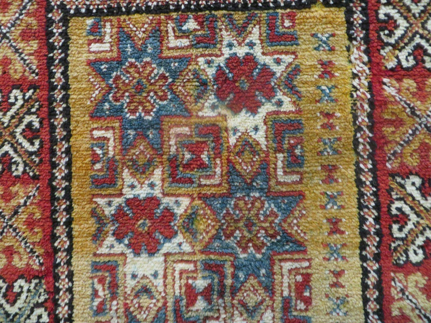 Vintage Moroccan Rug 4x5 ft, Bronze Red Black, Geometric Stars, High Quality Moroccan Carpet, Berber Rug, Handmade Wool Area Rug, Unique Rug