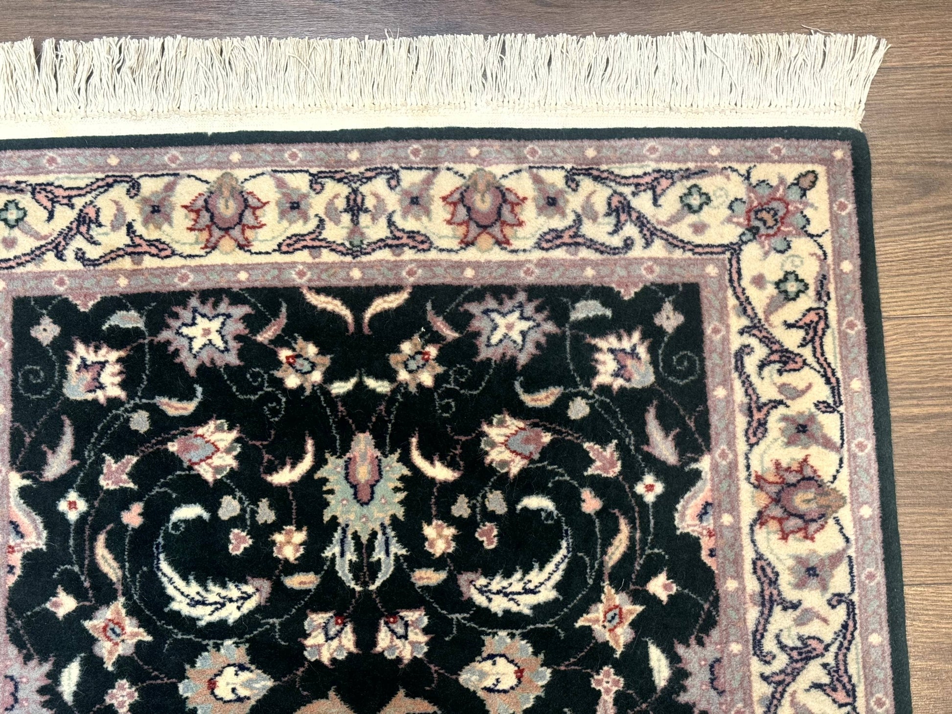 Pak Persian Runner Rug 2.6 x 10, Dark Green and Beige, Floral Allover