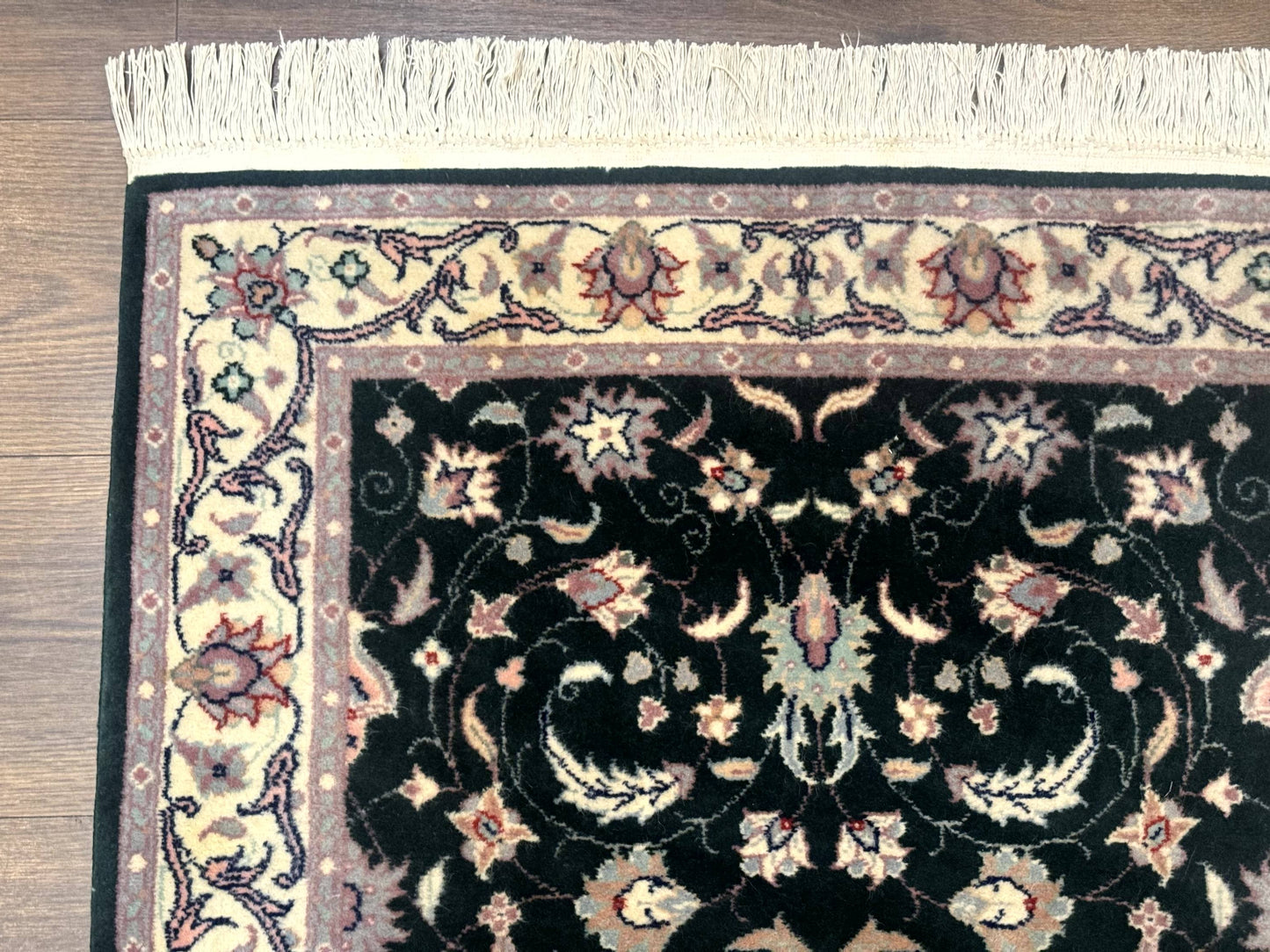 Pak Persian Runner Rug 2.6 x 10, Dark Green and Beige, Floral Allover