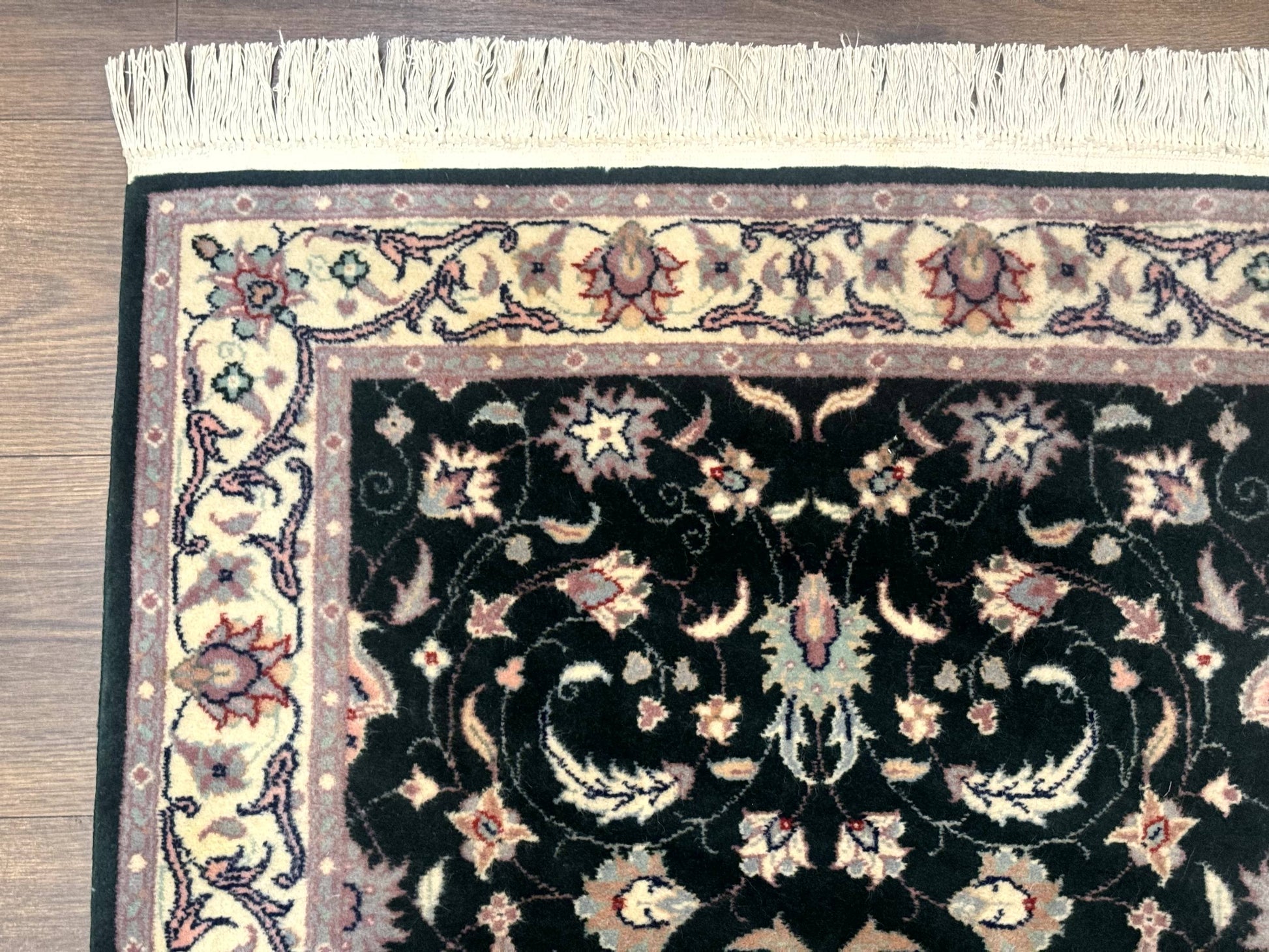 Pak Persian Runner Rug 2.6 x 10, Dark Green and Beige, Floral Allover
