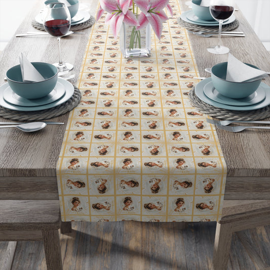 Charming Golden Cat Lady Table Runner