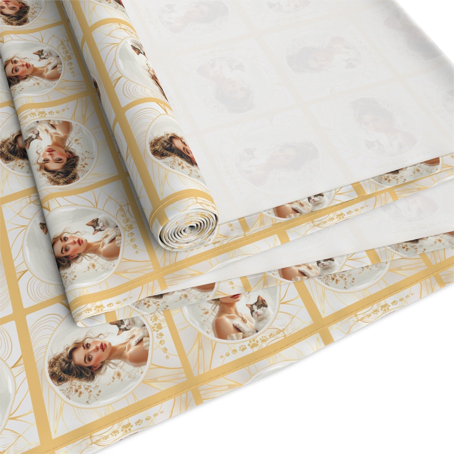 Charming Golden Cat Lady Table Runner