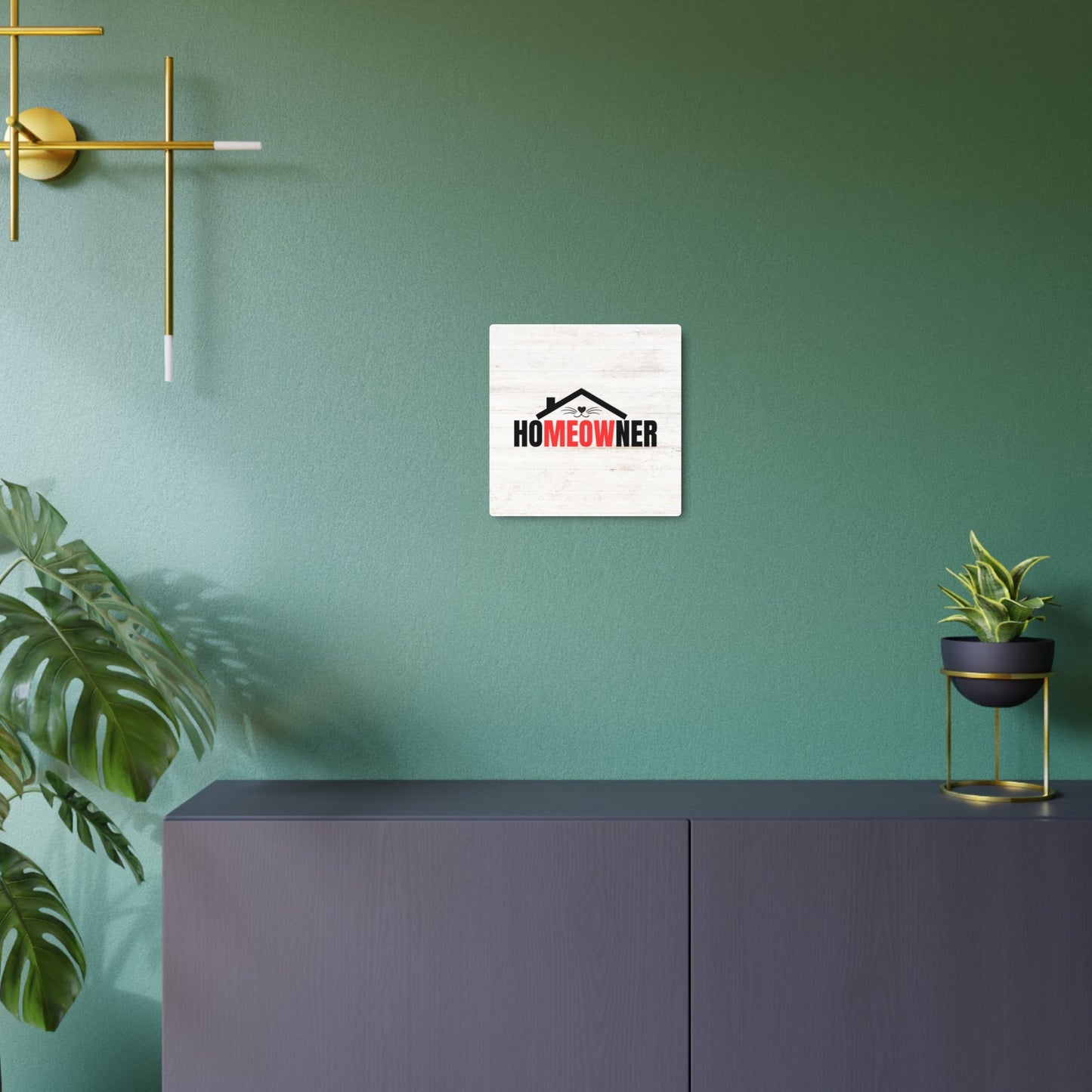 Charming Metal Art Sign for Cat Lovers - "HoMEOWner" Wall Decor