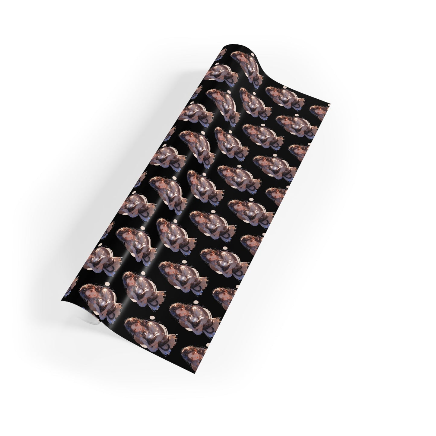 Chic Black Anime Cat Lady Wrapping Paper Roll